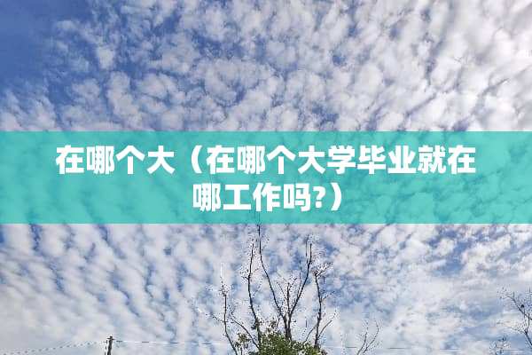 在哪个大（在哪个大学毕业就在哪工作吗?）