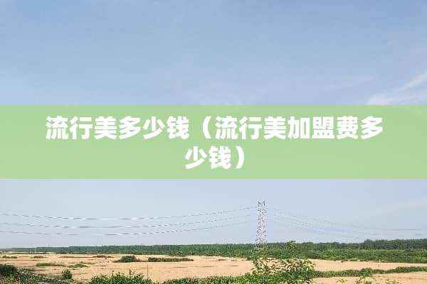 流行美多少钱（流行美加盟费多少钱）