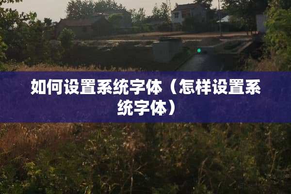如何设置系统字体（怎样设置系统字体）