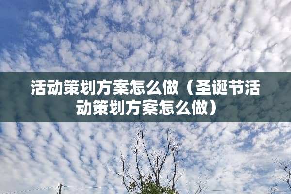 活动策划方案怎么做（圣诞节活动策划方案怎么做）