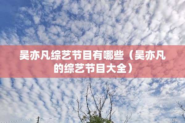 吴**综艺节目有哪些（吴**的综艺节目大全）