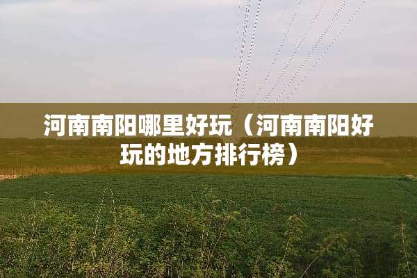 河南南阳哪里好玩（河南南阳好玩的地方排行榜）