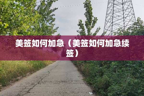 美签如何加急（美签如何加急续签）