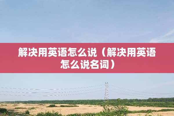 解决用英语怎么说（解决用英语怎么说名词）
