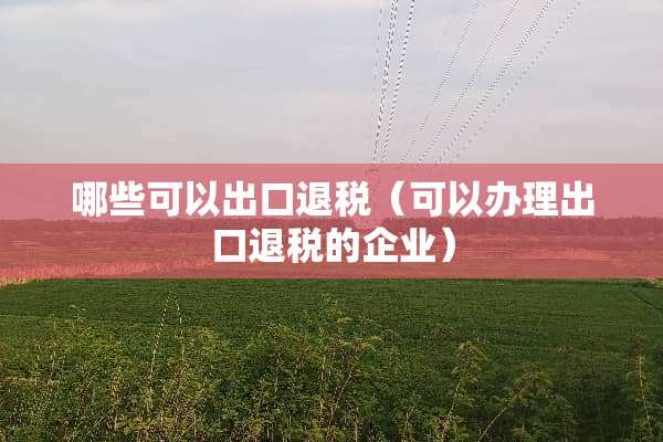 哪些可以出口退税（可以办理出口退税的企业）