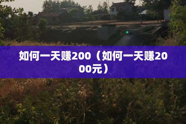 如何一天赚200（如何一天赚2000元）
