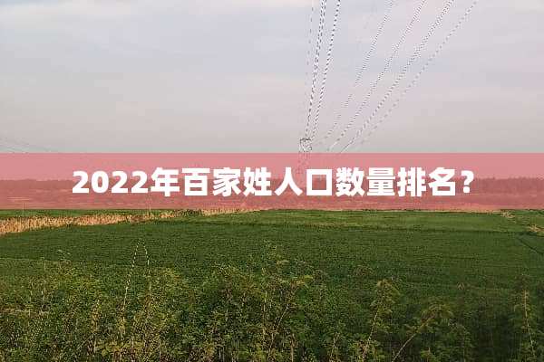 2022年百家姓人口数量排名？