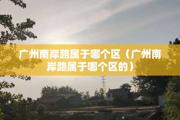 广州南岸路属于哪个区（广州南岸路属于哪个区的）