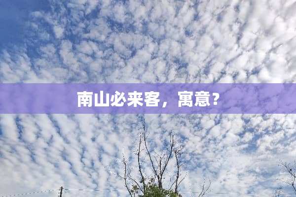 南山必来客，寓意？