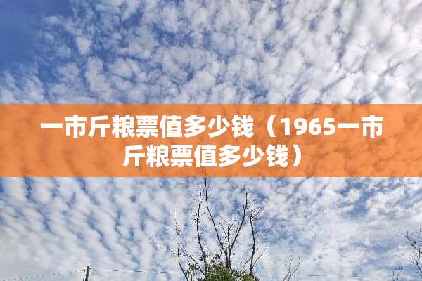 一市斤粮票值多少钱（1965一市斤粮票值多少钱）