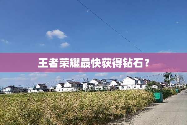 王者荣耀最快获得钻石？