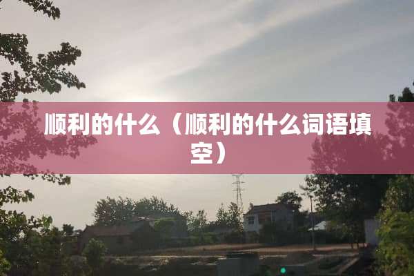 顺利的什么（顺利的什么词语填空）