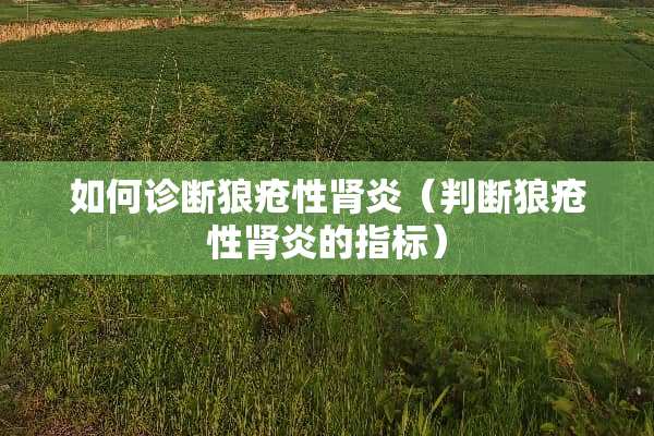 如何诊断狼疮性肾炎（判断狼疮性肾炎的指标）