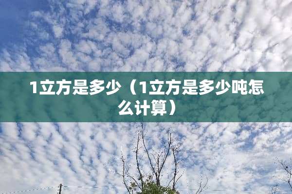 1立方是多少（1立方是多少吨怎么计算）
