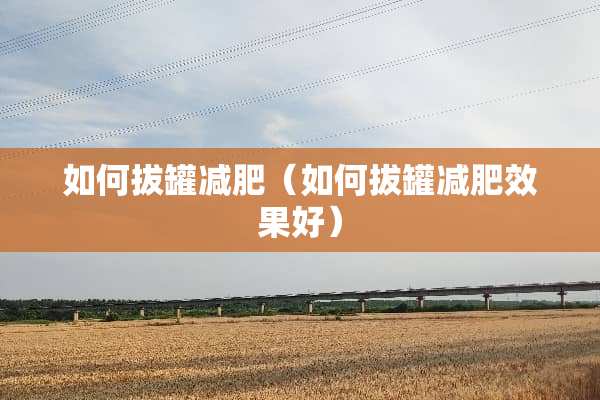 如何拔罐减肥（如何拔罐减肥效果好）