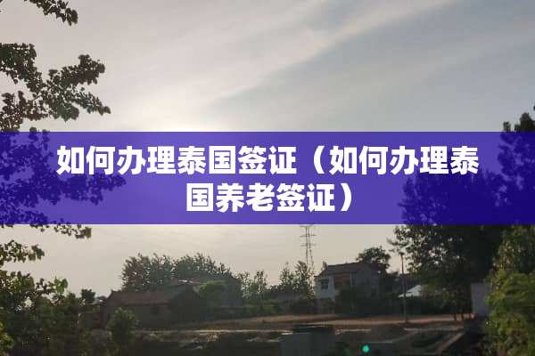 如何办理泰国签证（如何办理泰国养老签证）