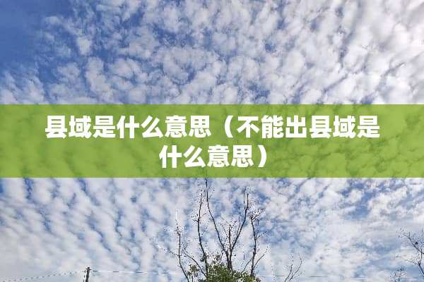 县域是什么意思（不能出县域是什么意思）