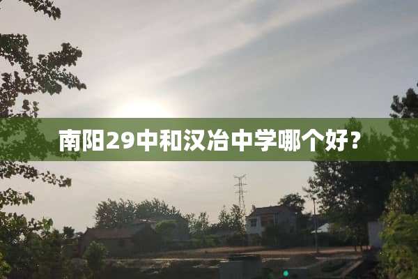 南阳29中和汉冶中学哪个好？