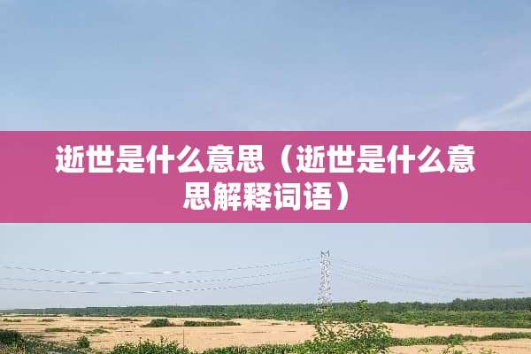 逝世是什么意思（逝世是什么意思解释词语）