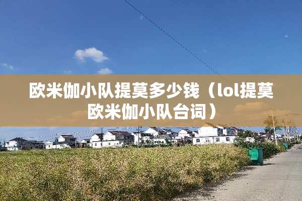 欧米伽小队提莫多少钱（lol提莫欧米伽小队台词）