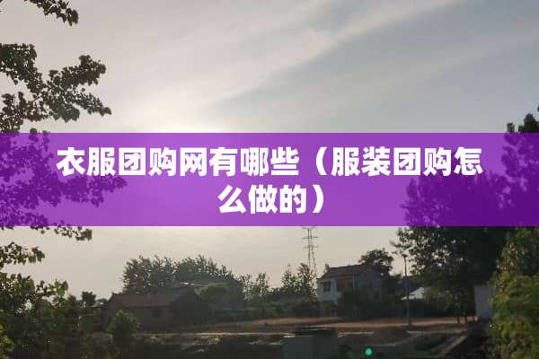 衣服团购网有哪些（服装团购怎么做的）