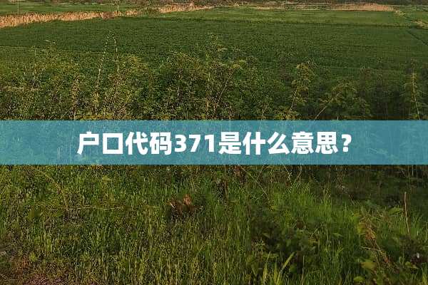 户口代码371是什么意思？