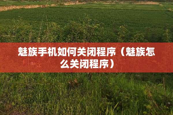 魅族手机如何关闭程序（魅族怎么关闭程序）