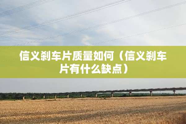 信义刹车片质量如何（信义刹车片有什么缺点）