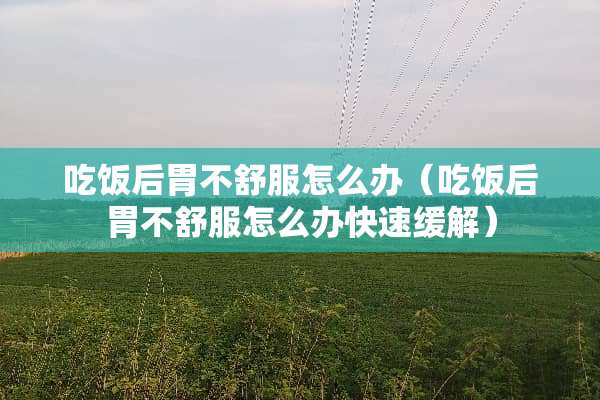 吃饭后胃不舒服怎么办（吃饭后胃不舒服怎么办快速缓解）