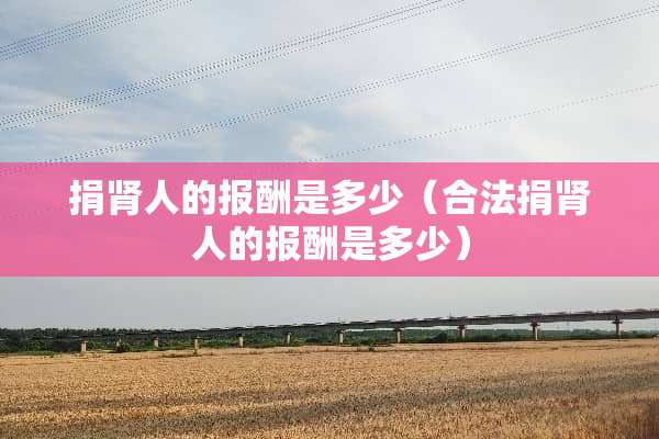 捐肾人的报酬是多少（合法捐肾人的报酬是多少）