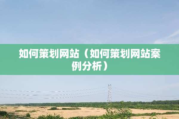 如何策划网站（如何策划网站案例分析）