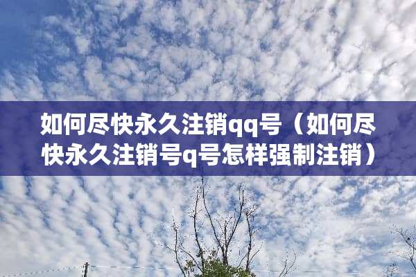如何尽快永久注销qq号（如何尽快永久注销号q号怎样强制注销）