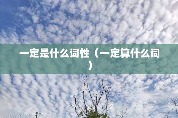 一定是什么词性（一定算什么词）