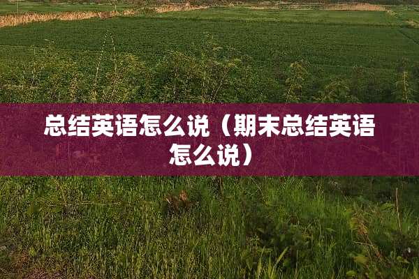 总结英语怎么说（期末总结英语怎么说）
