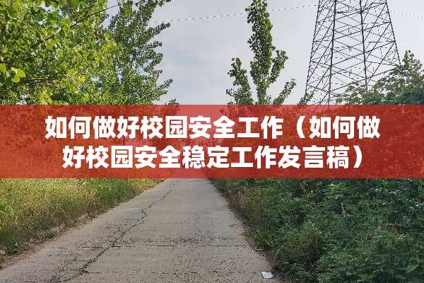 如何做好校园安全工作（如何做好校园安全稳定工作发言稿）