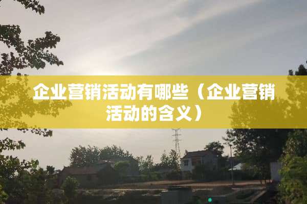 企业营销活动有哪些（企业营销活动的含义）