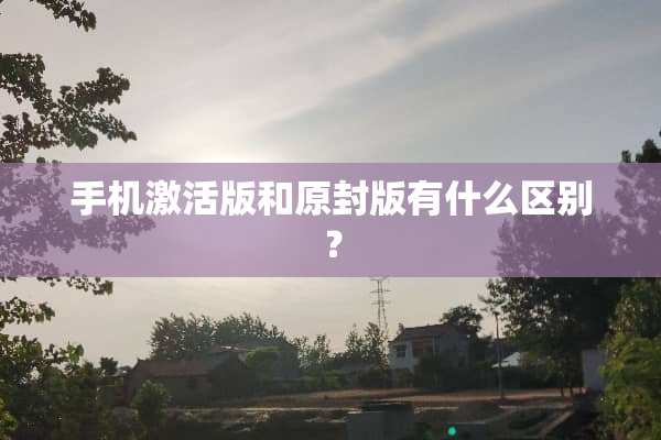 手机激活版和原封版有什么区别？