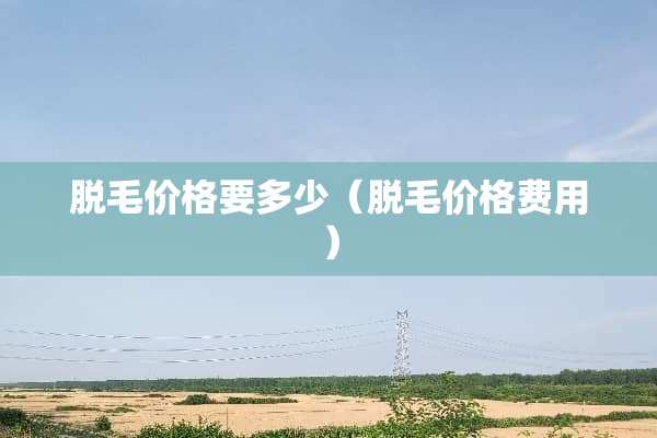 脱毛价格要多少（脱毛价格费用）