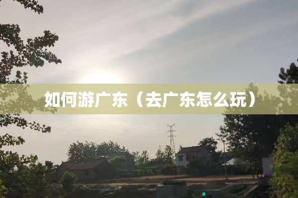 如何游广东（去广东怎么玩）
