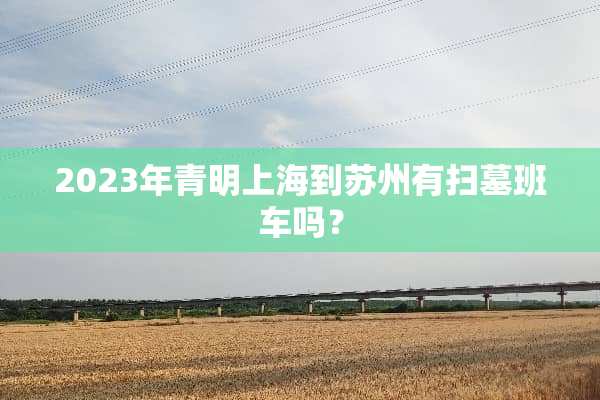 2023年青明上海到苏州有扫墓班车吗？