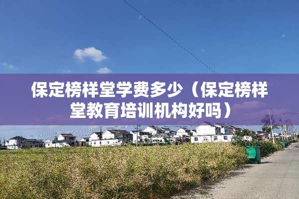 保定榜样堂学费多少（保定榜样堂教育培训机构好吗）