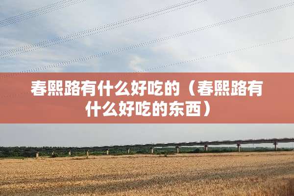 春熙路有什么好吃的（春熙路有什么好吃的东西）