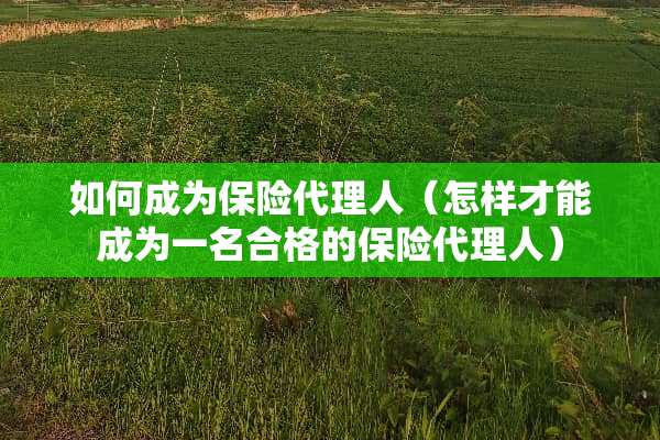 如何成为保险代理人（怎样才能成为一名合格的保险代理人）
