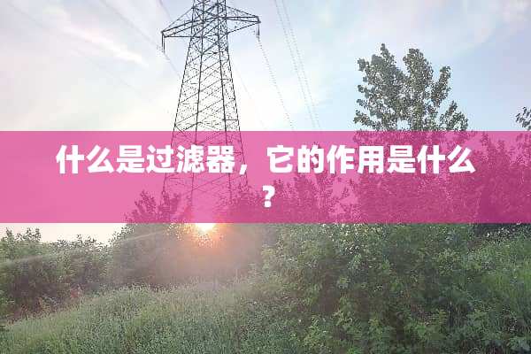 什么是过滤器，它的作用是什么？