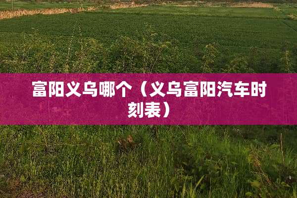 富阳义乌哪个（义乌富阳汽车时刻表）