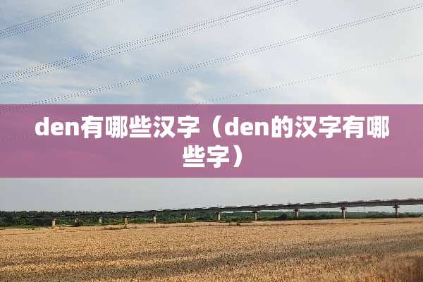 den有哪些汉字（den的汉字有哪些字）