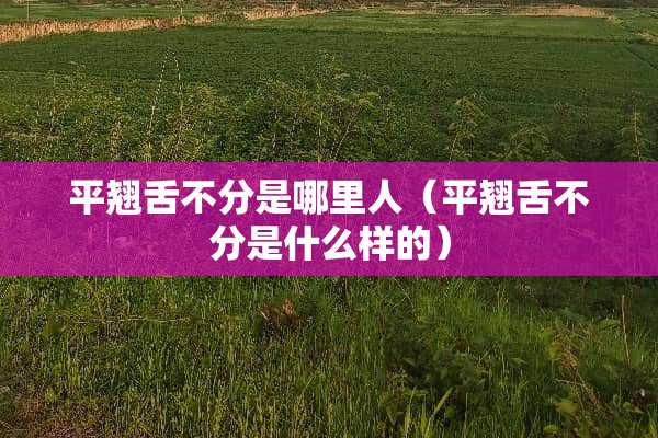 平翘舌不分是哪里人（平翘舌不分是什么样的）