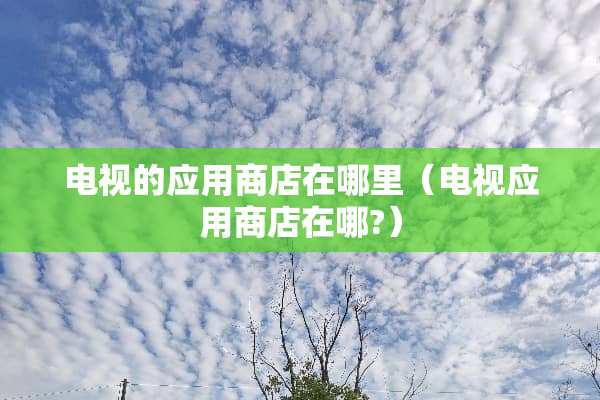 电视的应用商店在哪里（电视应用商店在哪?）
