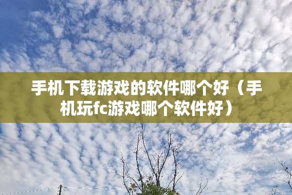 手机下载游戏的软件哪个好（手机玩fc游戏哪个软件好）
