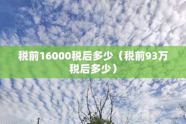 税前16000税后多少（税前93万税后多少）